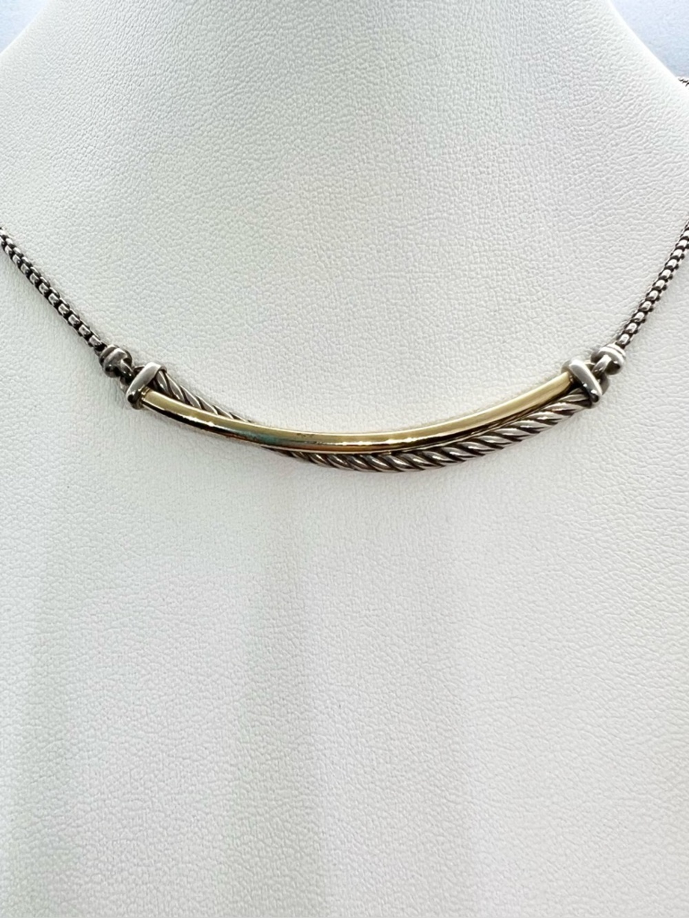 David Yurman Crossover Bar Necklace With Gold